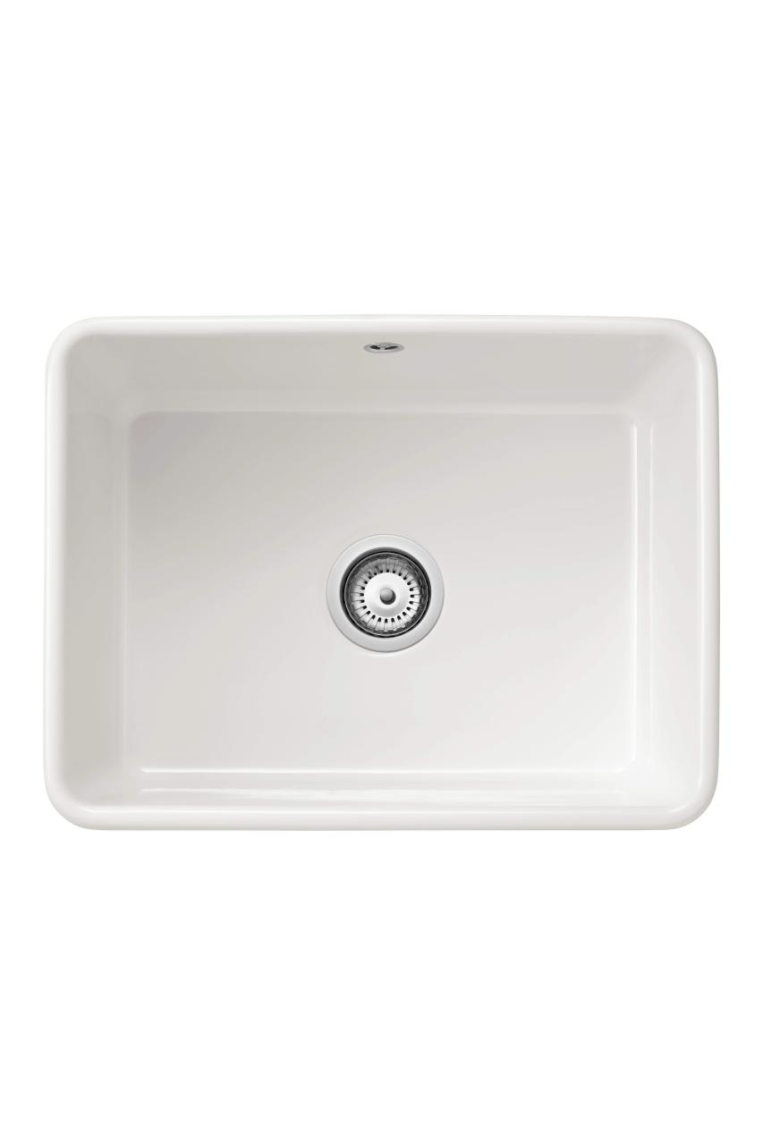 Ausmann Ceramic Mira Lavello in Ceramica Bianco - Montaggio Sottotop e Semifilo 590 x 458 mm con Piletta in Acciaio Inox 1208970733