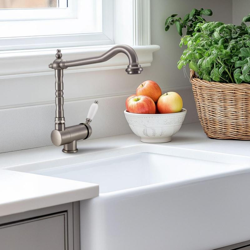 Ausmann Ceramic Mira Lavello in Ceramica Bianco - Montaggio Sottotop e Semifilo 590 x 458 mm con Piletta in Acciaio Inox 1208970733