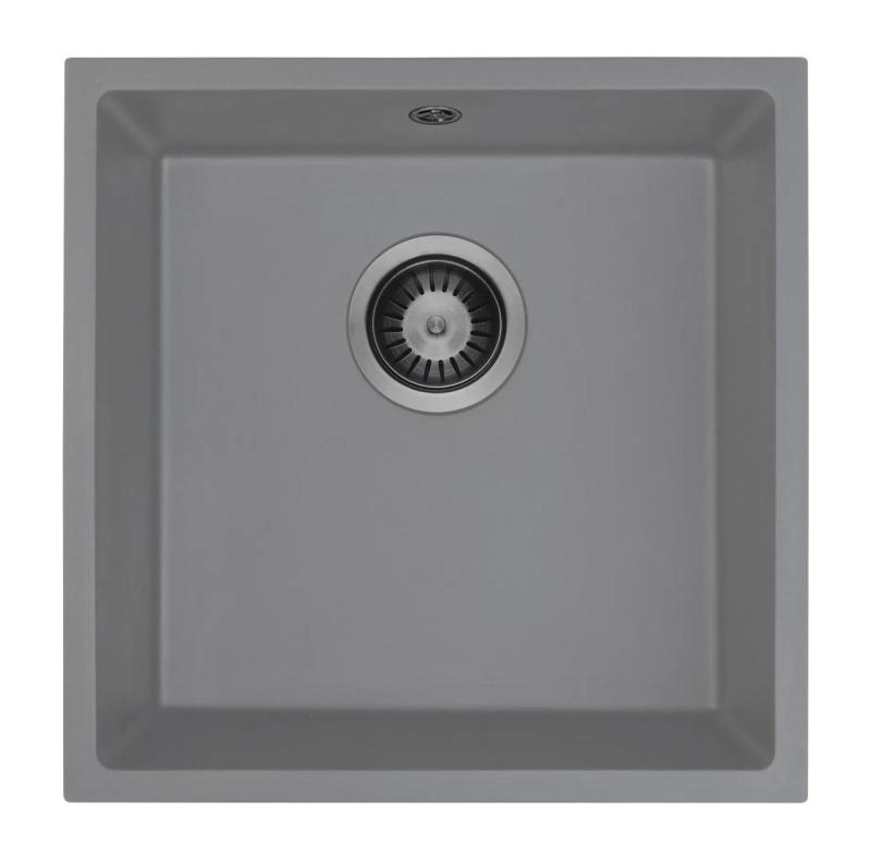 Lavabo in granito universale GraniteMy grigio 40x40 cm da installare sopra, sotto o a filo con tappo in metallo color canna di fucile 1208970750