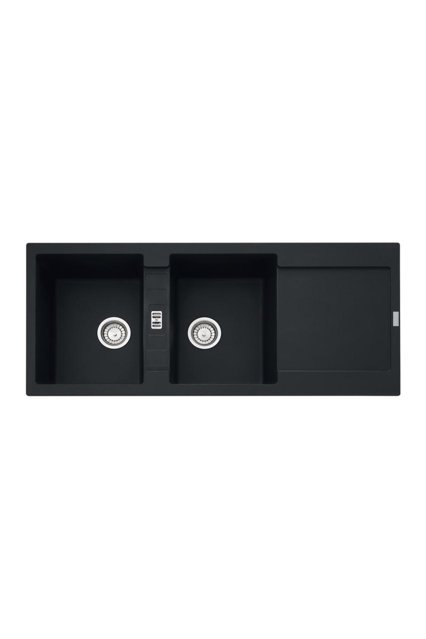 Franke Maris MRG 621 Fragranite Mat Nero Doppio Lavabo 116 x 50 cm Montaggio con Zona di Scolatura 114.0628.970