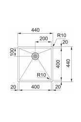 Franke Bolero Plus New R10 BXX 210-40-40 RVS Lavello da incasso, sottotop e sopratop 40x40 cm 127.0728.976