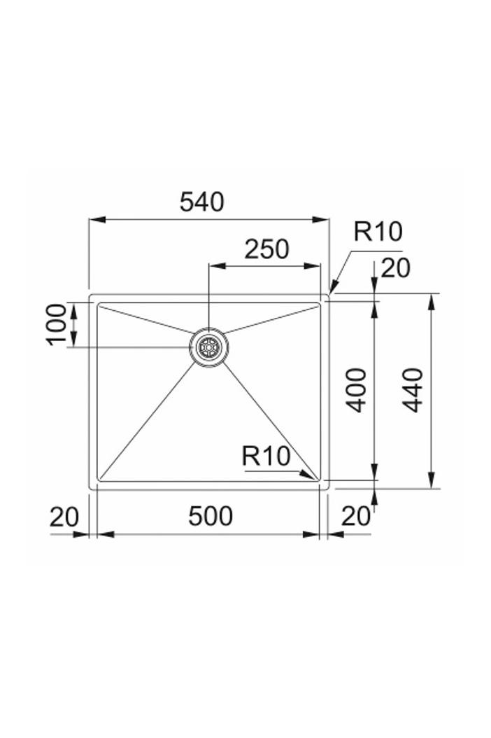 Franke Bolero Plus New R10 BXX 210-50-40 Lavello in acciaio inossidabile da incasso, sottotop e sopratop 50x40 cm 127.0728.977