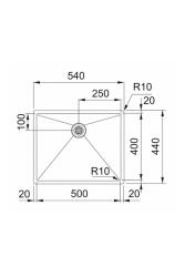 Franke Bolero Plus New R10 BXX 210-50-40 Lavello in acciaio inossidabile da incasso, sottotop e sopratop 50x40 cm 127.0728.977