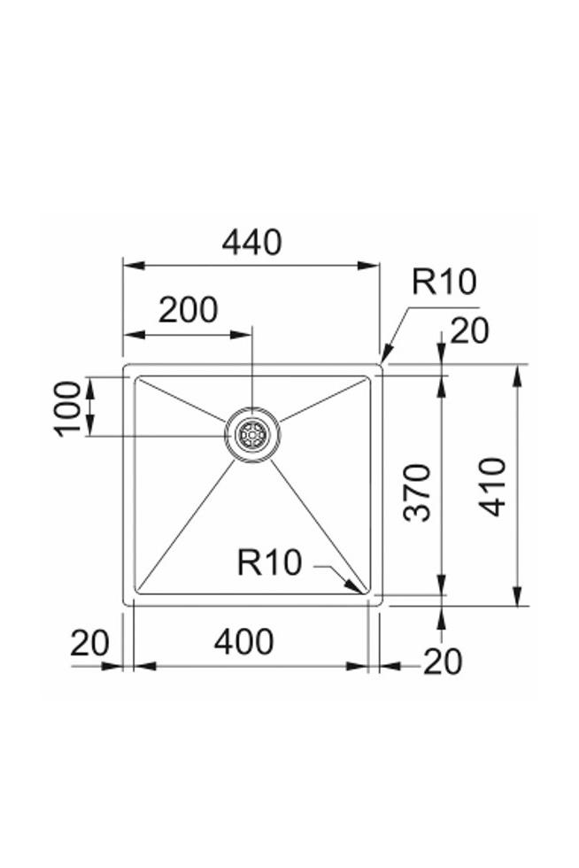 Franke Bolero Plus New R10 BXX 210-40-37 RVS Lavandino da incasso, sottotop e sopratop 40x37 cm 127.0730.522