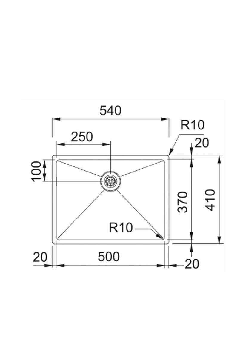 Franke Bolero Plus New R10 BXX 210-50-37 RVS Lavello a filo, sottotop e sopratop 50x37 cm 127.0730.521