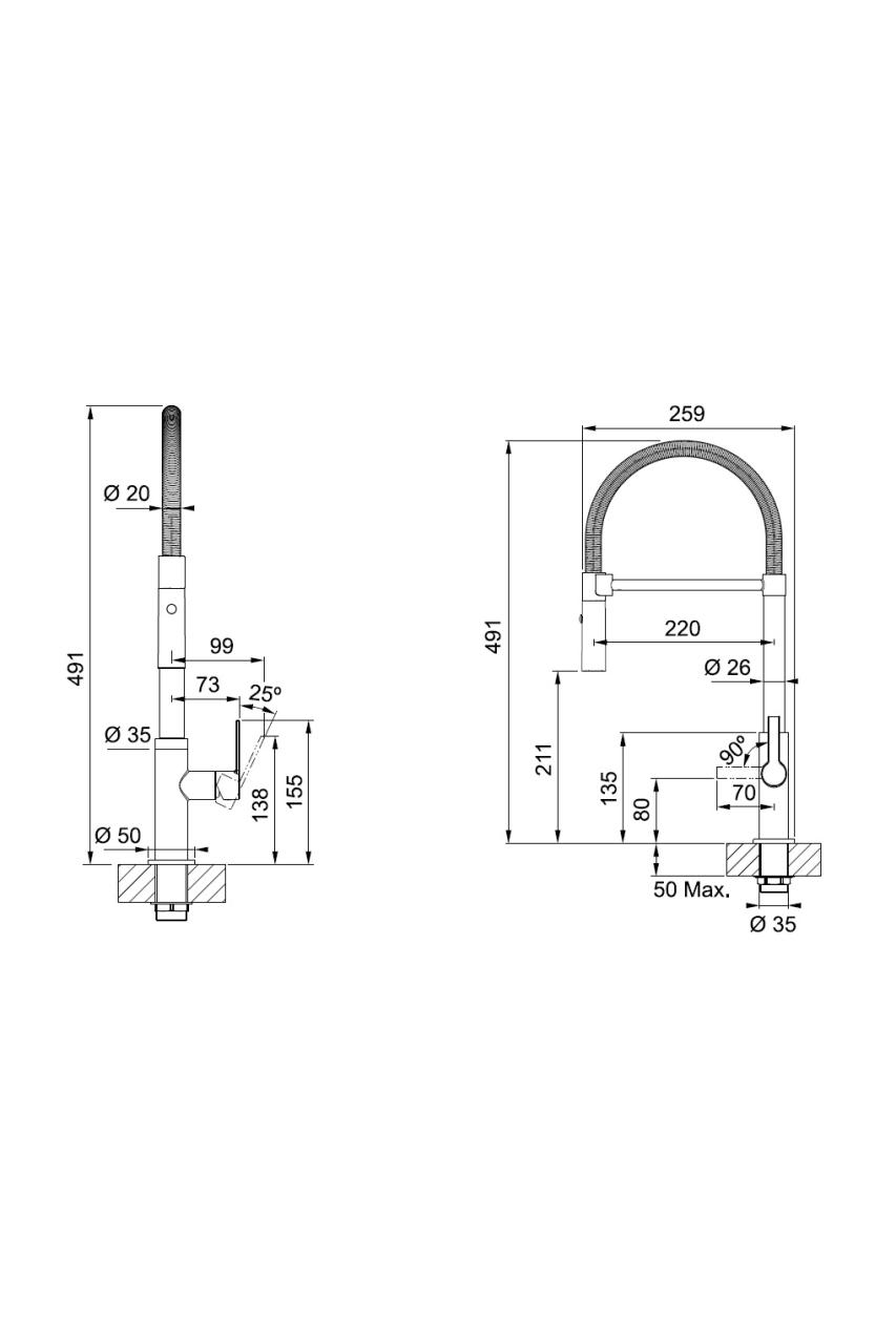 Franke Maris Semi Pro Rubinetto da Cucina con Bocca Flessibile Cromo 115.0728.395