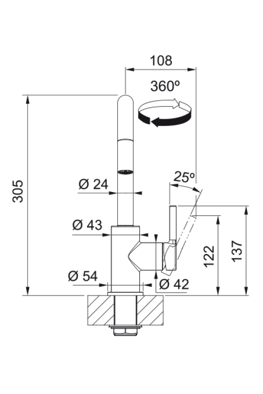 Franke Lina U Rubinetto da Cucina Nero con Bocca Estraibile 115.0728.477
