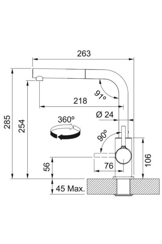 Rubinetto da cucina Franke Lina L Nero con Bocchetta Estraibile 115.0712.435