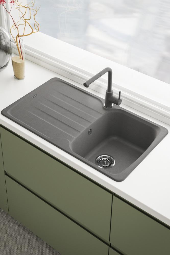 Rubinetto da cucina Franke Lina L Stone Grey con bocca estraibile 115.0728.486