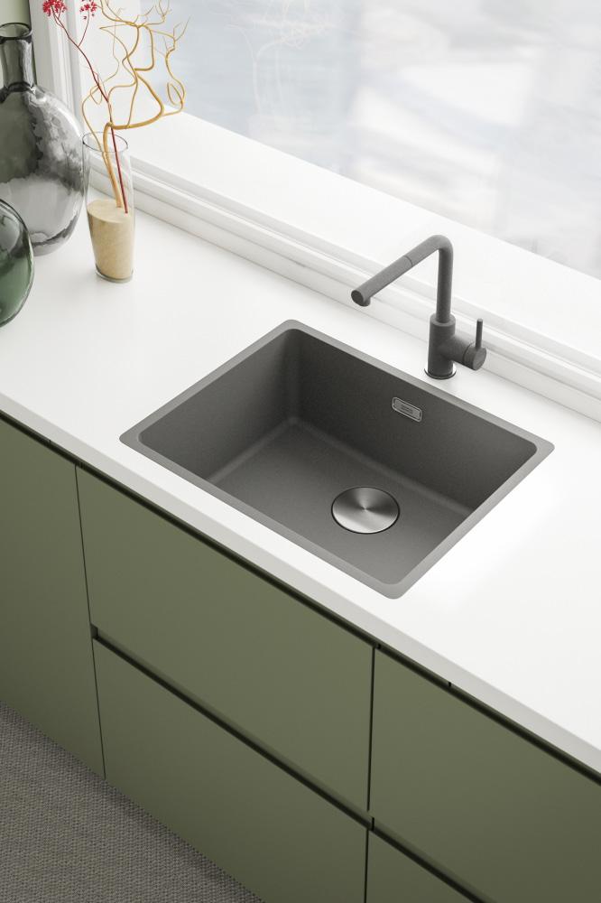 Rubinetto da cucina Franke Lina L Stone Grey con bocca estraibile 115.0728.486