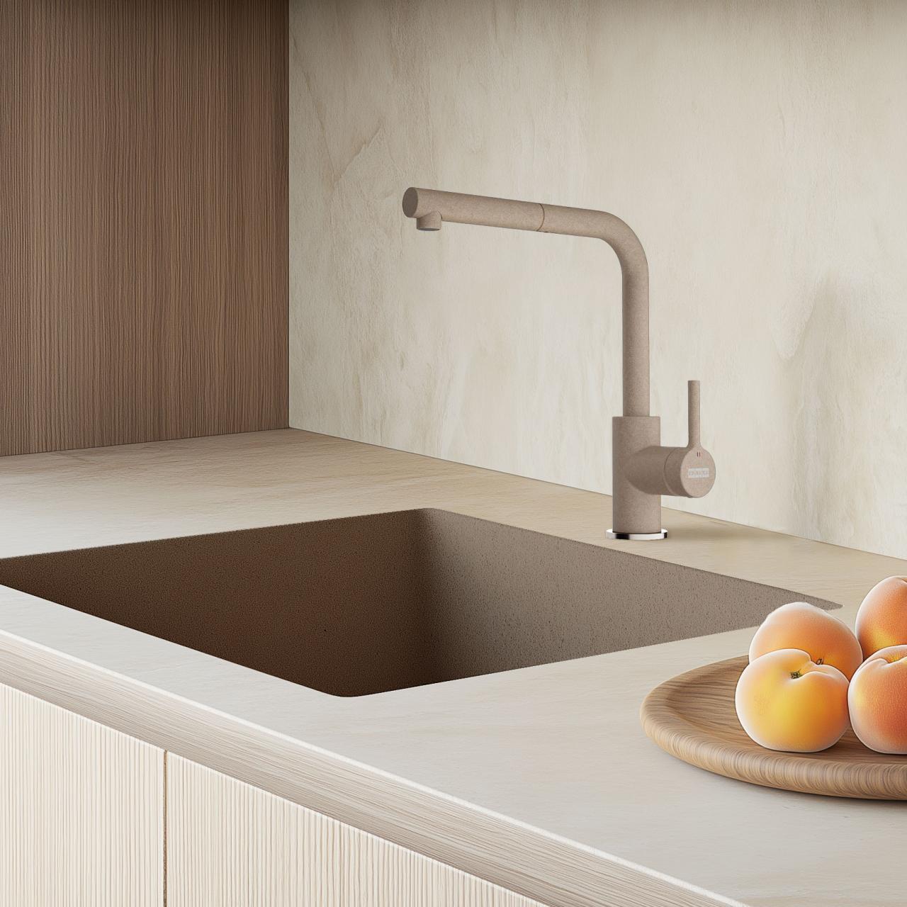 Rubinetto da cucina Franke Lina L Oyster con bocchetta estraibile 115.0728.487 - Productafbeelding 2
