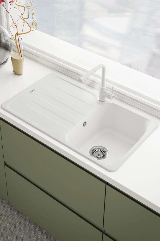 Rubinetto da cucina Franke Lina L Polar white con bocca estraibile 115.0728.485