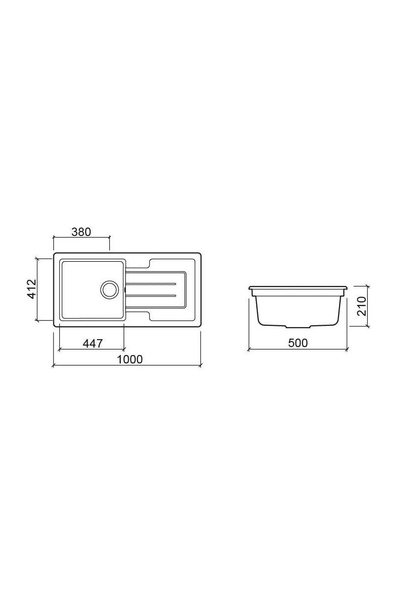 Ausmann Ceramic Sylva Lavabo in ceramica bianca da incasso con zona di scolo 1000 x 500 mm 1208971124