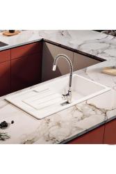 Ausmann Ceramic Sylva Lavabo in ceramica bianca da incasso con zona di scolo 1000 x 500 mm 1208971124