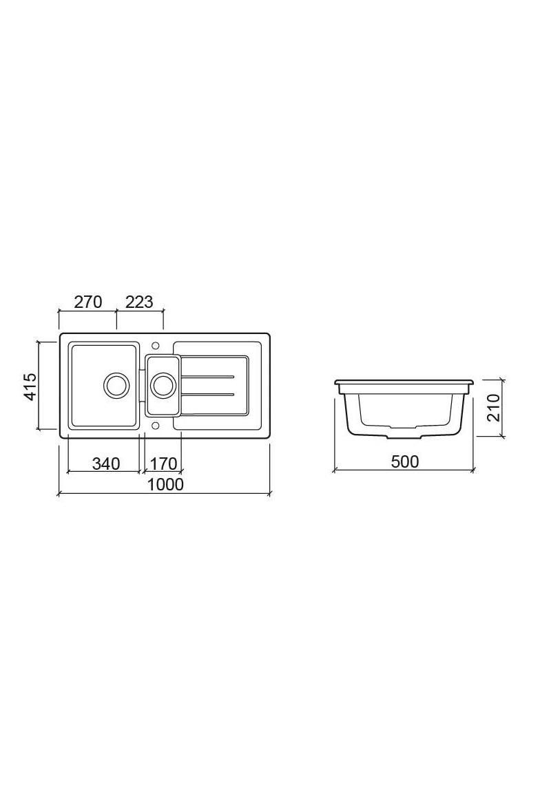 Ausmann Ceramic Sylva 1,5 Lavabo Ceramico Bianco con Zona di Sgocciolamento 1000 x 500 mm 1208971126