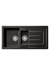 Ausmann Ceramic Sylva 1,5 Lavabo in ceramica nero opaco con zona di scolo 1000 x 500 mm 1208971127