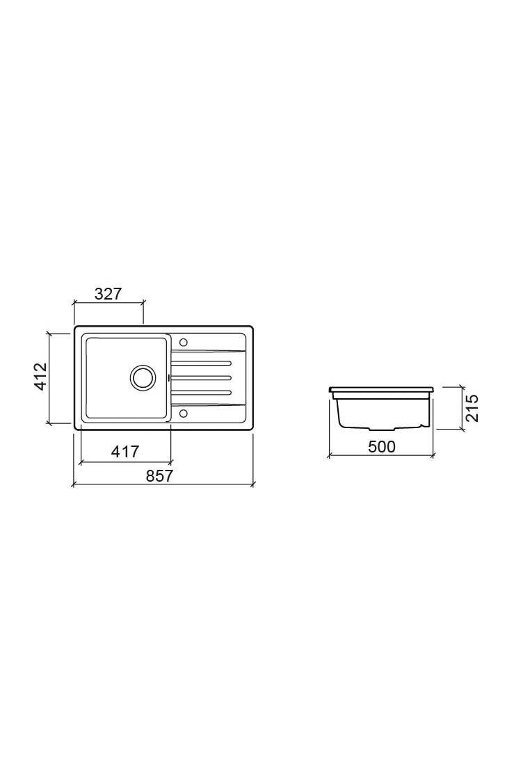 Ausmann Ceramic Sylva Lavabo Ceramico Bianco con Zona di Sgocciolamento 857 x 500 mm 1208971128