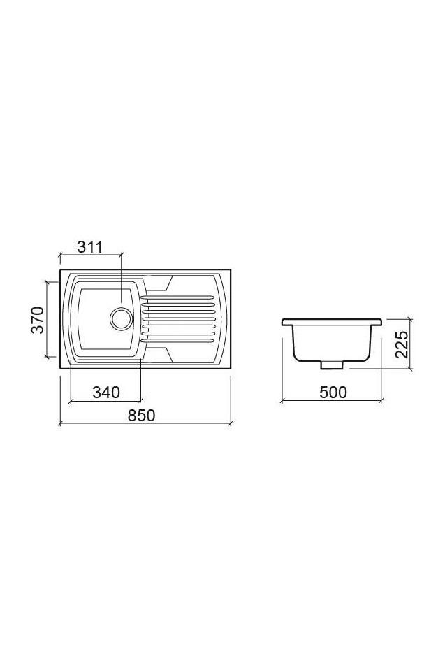 Ausmann Ceramic Crest Lavabo in ceramica bianco con zona di scolo 850 x 500 mm 1208971130