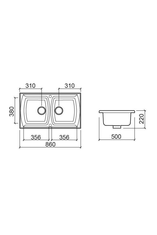 Ausmann Ceramic Crest Doppio Lavabo in Ceramica Bianco 860 x 500 mm 1208971133