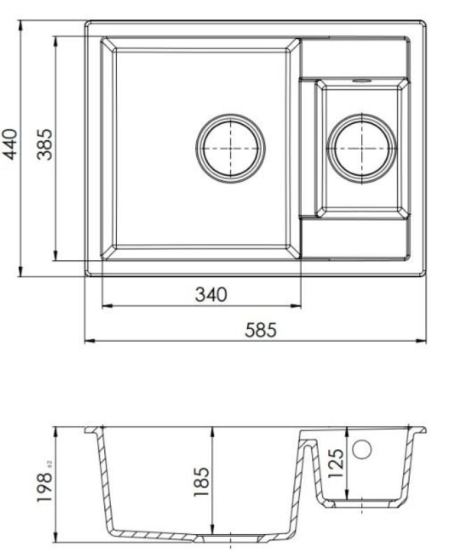 GraniteMy Smart extra superficiale 1,5 lavabo bianco in granito 58x44cm con tappo in metallo canna di fucile 1208971225