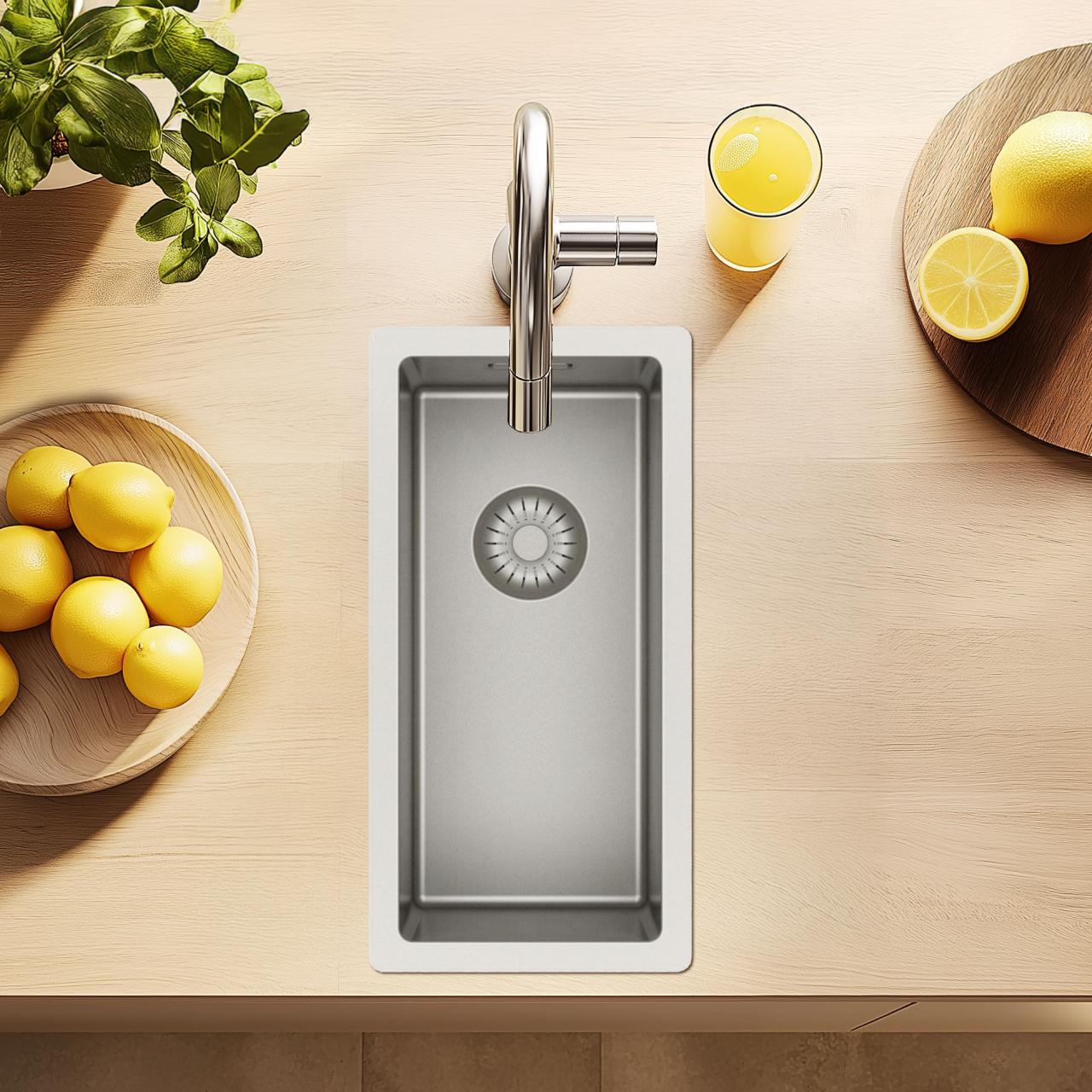 Pure.Sink Exclusivo piccolo lavello in acciaio inossidabile 18x40 cm raggio 10mm sottotop, a filo e sopratop PEX1840-02 - Productafbeelding 4