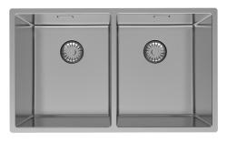 Pure.Sink Prestige Doppio lavello in acciaio inossidabile 70x40 cm raggio 10mm da incasso, da appoggio e da sovrapposizione PPG343440-02