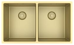 Pure.Sink Prestige Doppio lavello dorato 70x40 cm raggio 10mm da incasso, da appoggio e da montaggio PPG343440-60