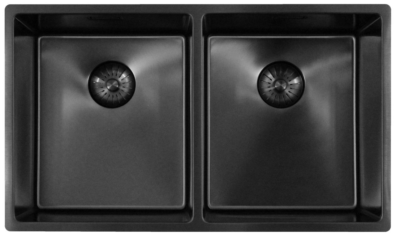 Pure.Sink Prestige Doppio lavello Gun metal 70x40 cm raggio 10mm da incasso, a filo e da appoggio PPG343440-61 - Productafbeelding