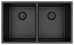 Pure.Sink Prestige Doppio lavello Gun metal 70x40 cm raggio 10mm da incasso, a filo e da appoggio PPG343440-61
