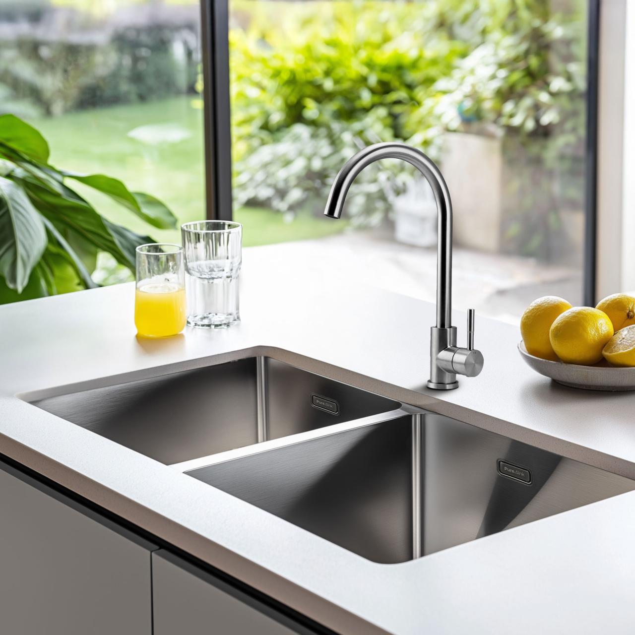 Pure.Sink Prestige Doppio lavello in acciaio inossidabile 82x40 cm raggio 10mm, per installazione sottotop, a filo e sopratop PPG404040-02 - Productafbeelding 2