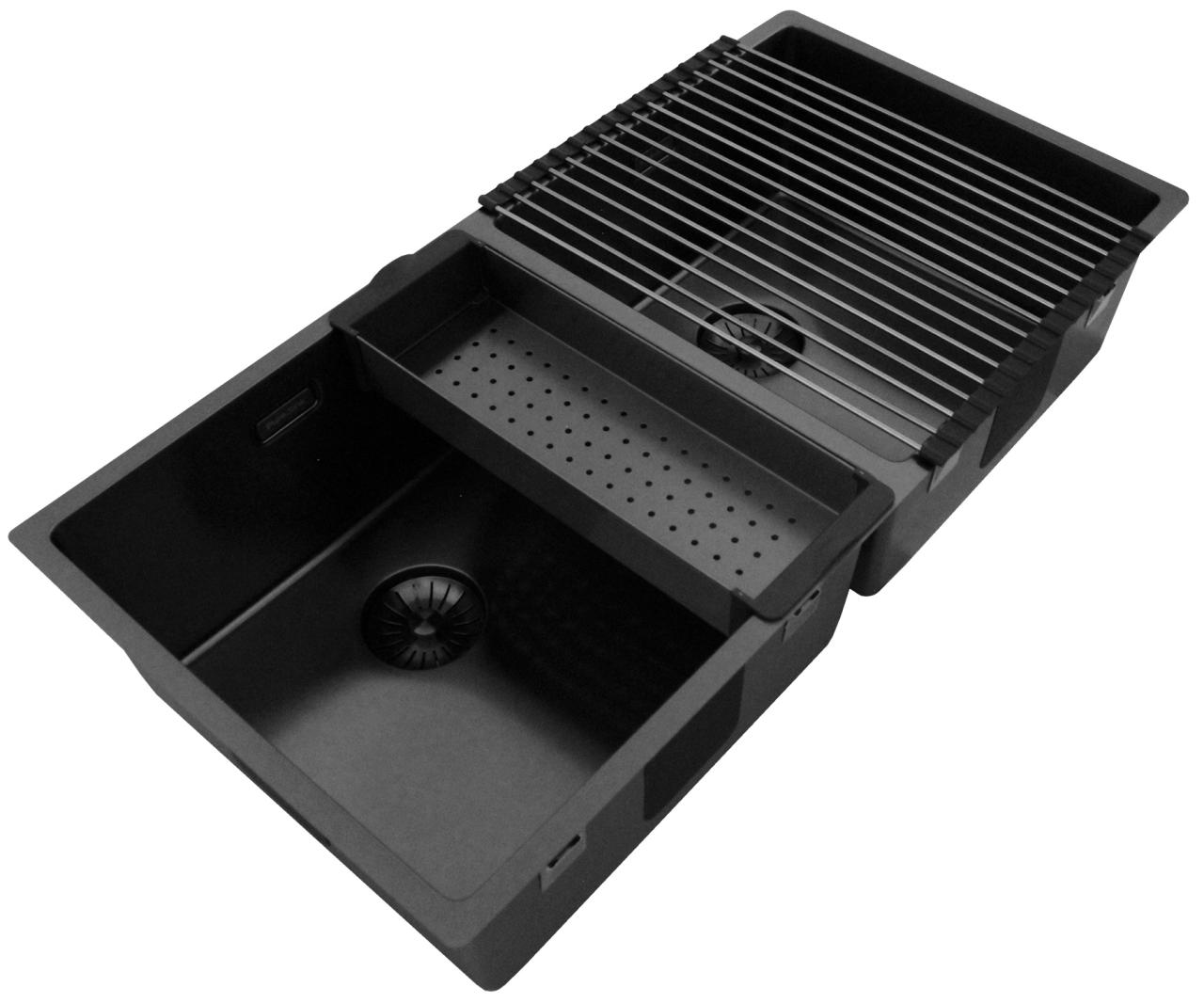 Pure.Sink Prestige Doppio lavello Gun Metal 82x40 cm raggio 10mm per installazione sottotop, a filo e sopratop PPG404040-61 - Productafbeelding 3
