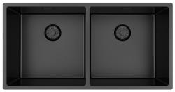 Pure.Sink Prestige Doppio lavello in metallo color pistola 82x40 cm raggio 10mm per installazione sottotop, a filo e sopratop PPG404040-61