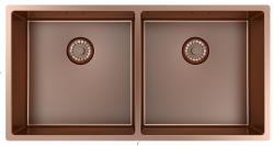 Pure.Sink Prestige Doppio lavabo in rame 82x40 cm raggio 10mm sottotop, a filo e sopratop PPG404040-62