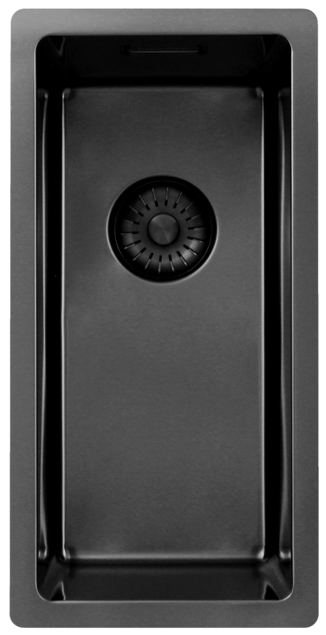 Pure.Sink Exclusivo Gun metal piccolo lavandino 18x40 cm raggio 10mm da incasso, montaggio a filo e sopraelevato PEX1840-61 - Productafbeelding