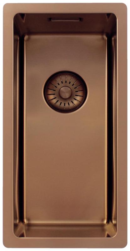 Pure.Sink Exclusivo piccolo lavandino in rame 18x40 cm, raggio 10mm, da incasso, da appoggio e da montaggio PEX1840-62