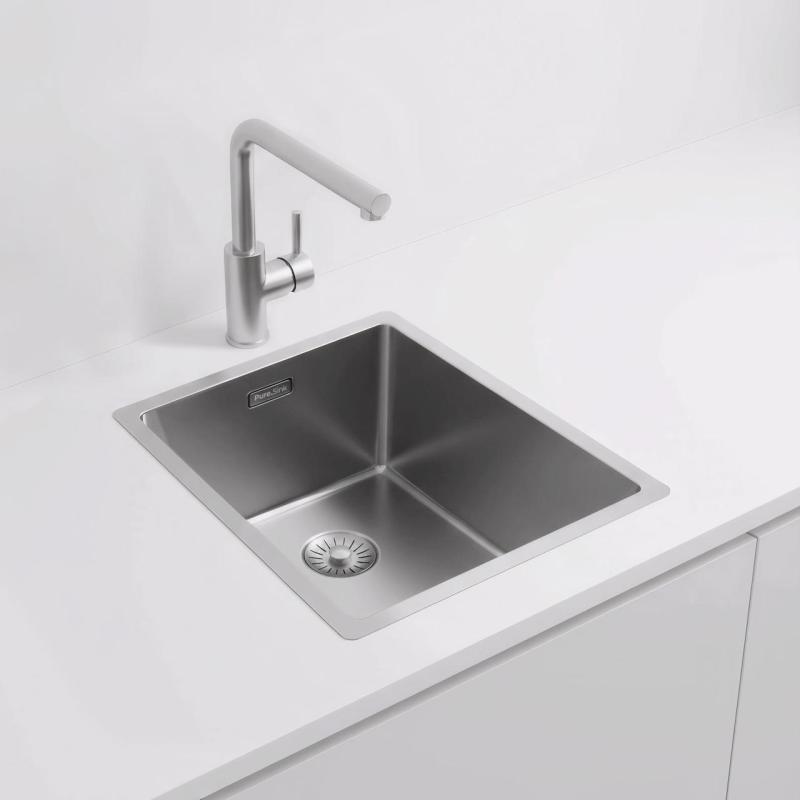 Pure.Sink Exclusivo Lavello in acciaio inossidabile 34x40 cm raggio 10mm da incasso, installazione a filo e sopraelevata PEX3440-02