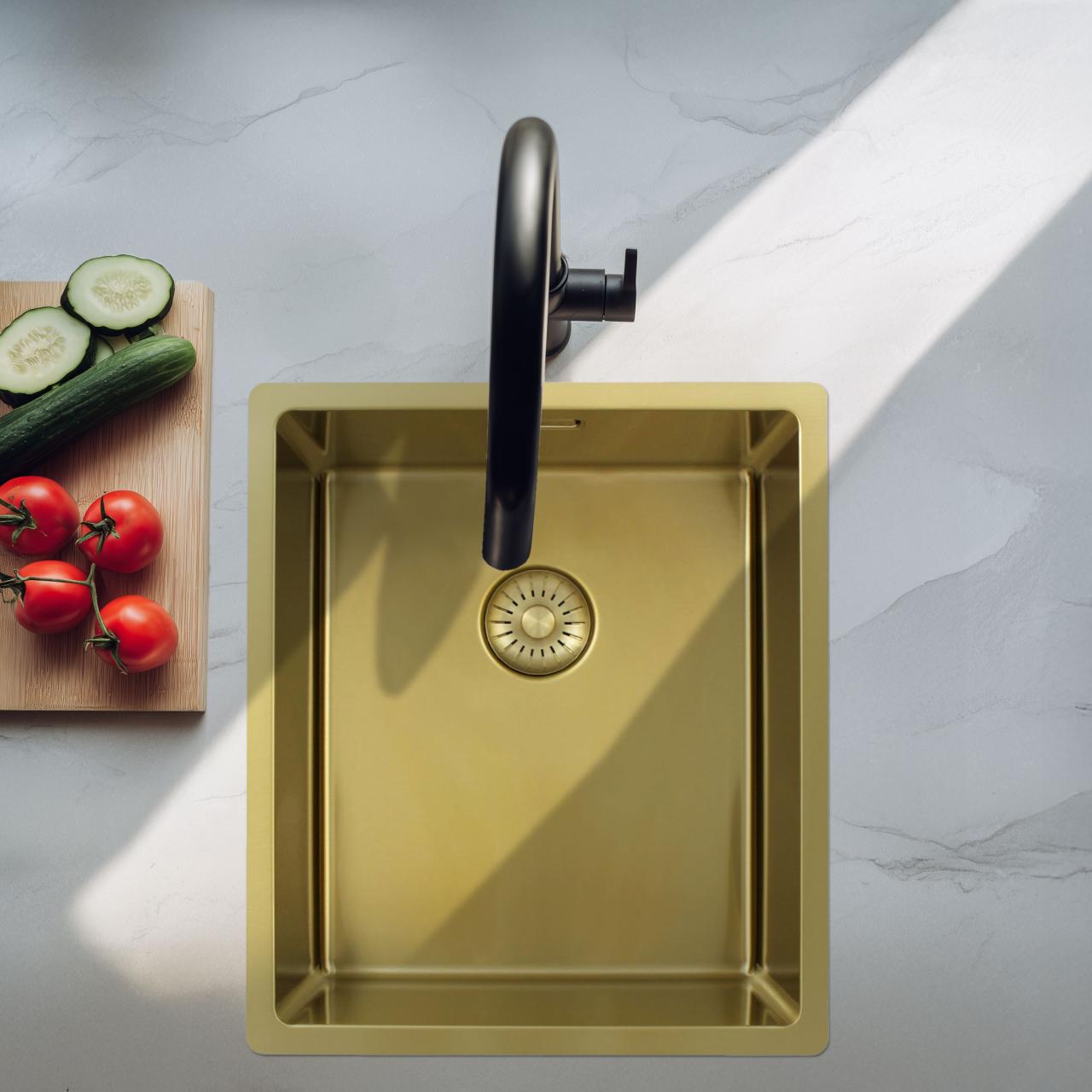 Pure.Sink Exclusivo Lavello dorato 34x40 cm raggio 10mm sottotop, filotop e sopratop PEX3440-60 - Productafbeelding 2