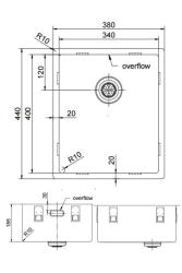 Pure.Sink Exclusivo Lavello dorato 34x40 cm raggio 10mm sottotop, filotop e sopratop PEX3440-60