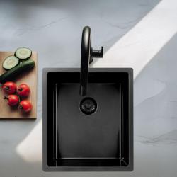 Pure.Sink Exclusivo lavello in metallo color Gun Metal 34x40 cm raggio 10mm per installazione sottotop, a filo e sopra il top PEX3440-61
