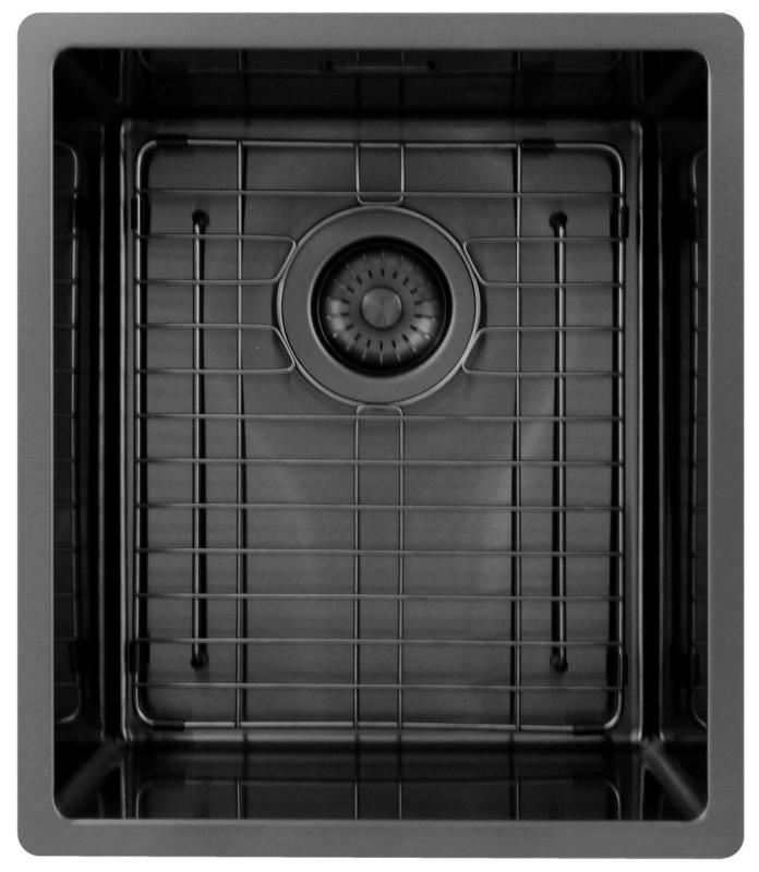 Pure.Sink Exclusivo lavello in metallo color Gun Metal 34x40 cm raggio 10mm per installazione sottotop, a filo e sopra il top PEX3440-61