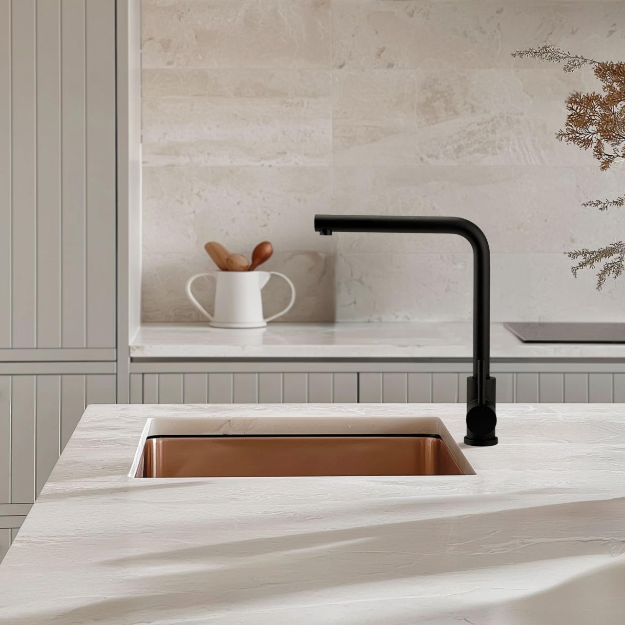Pure.Sink Exclusivo Lavello in rame 34x40 cm raggio 10mm da incasso, installazione a filo e sopraelevata PEX3440-62 - Productafbeelding 3