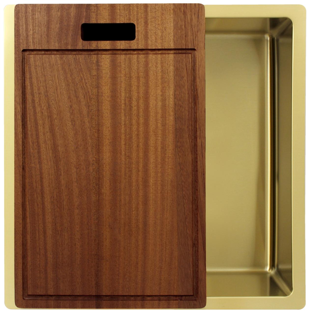 Pure.Sink Exclusivo Lavello d'oro 40x40 cm raggio 10mm da incasso, montaggio a filo e sopraelevato PEX4040-60 - Productafbeelding 5