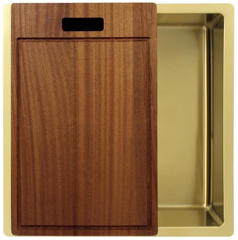 Pure.Sink Exclusivo Lavello d'oro 40x40 cm raggio 10mm da incasso, montaggio a filo e sopraelevato PEX4040-60