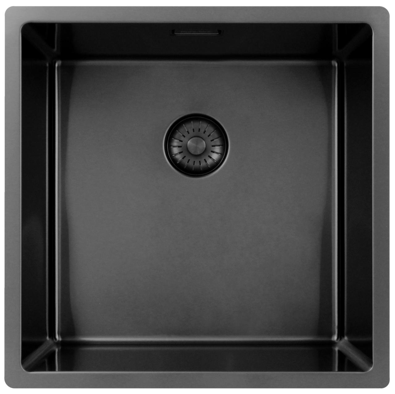 Pure.Sink Exclusivo Lavello in metallo color canna di fucile 40x40 cm raggio 10mm da incasso, a filo e da appoggio PEX4040-61 - Productafbeelding