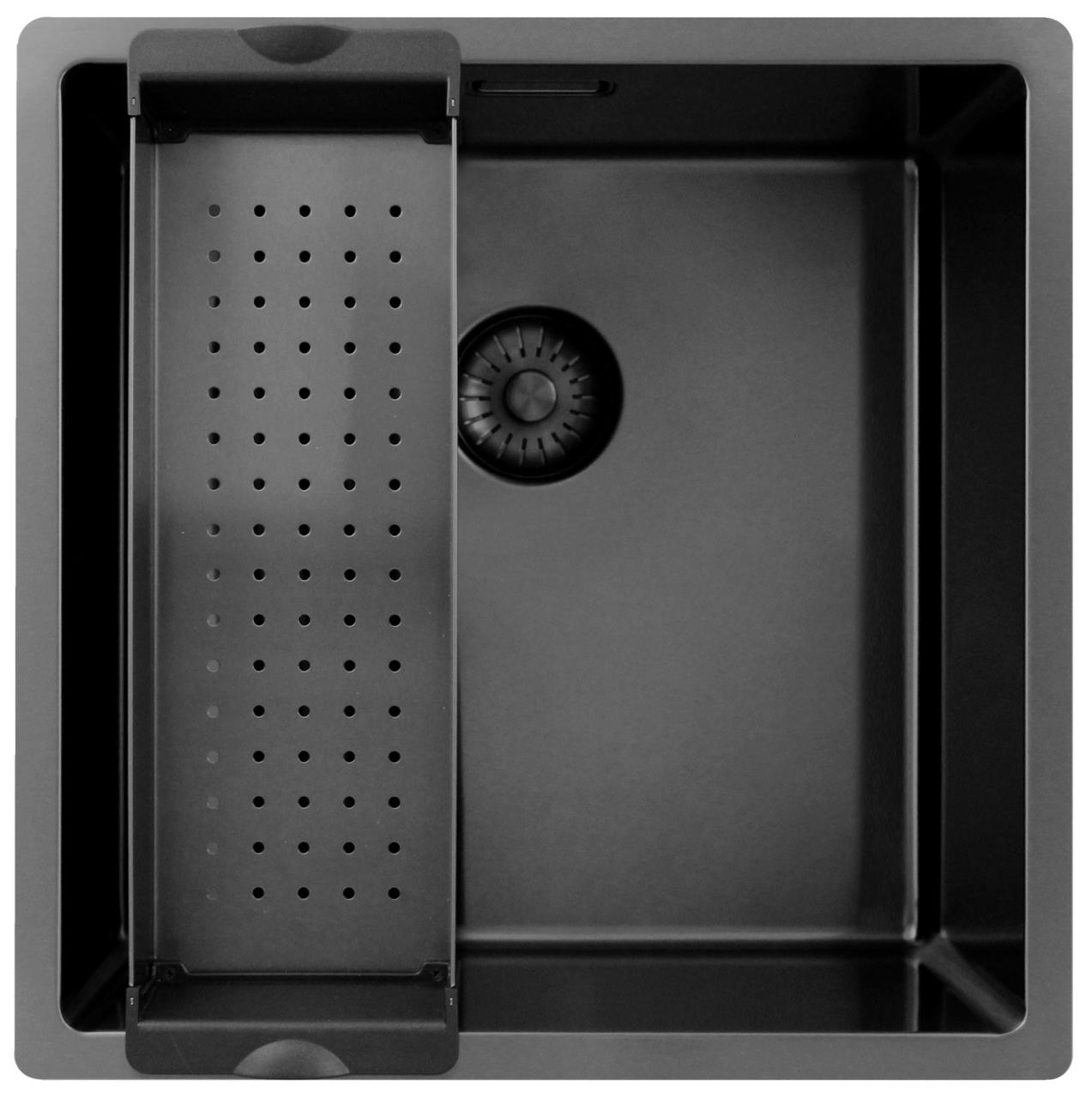 Pure.Sink Exclusivo Lavello in metallo color canna di fucile 40x40 cm raggio 10mm da incasso, a filo e da appoggio PEX4040-61 - Productafbeelding 3