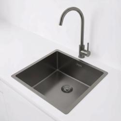 Pure.Sink Exclusivo Lavello in metallo color canna di fucile 40x40 cm raggio 10mm da incasso, a filo e da appoggio PEX4040-61