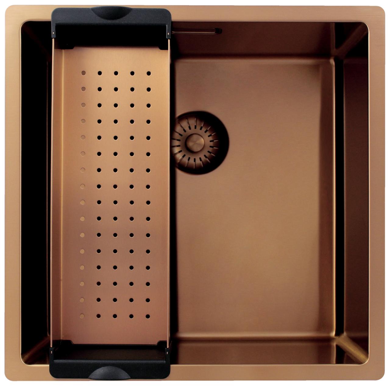 Pure.Sink Exclusivo Lavabo in rame 40x40 cm con raggio di 10mm, da incasso, da installare a filo o sopraelevato PEX4040-62 - Productafbeelding 3