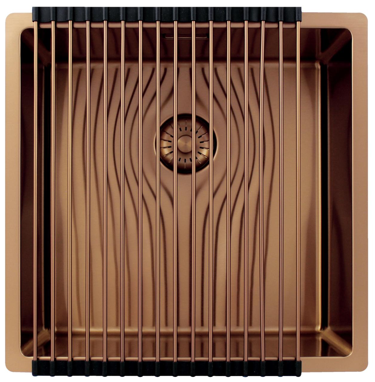 Pure.Sink Exclusivo Lavabo in rame 40x40 cm con raggio di 10mm, da incasso, da installare a filo o sopraelevato PEX4040-62 - Productafbeelding 4