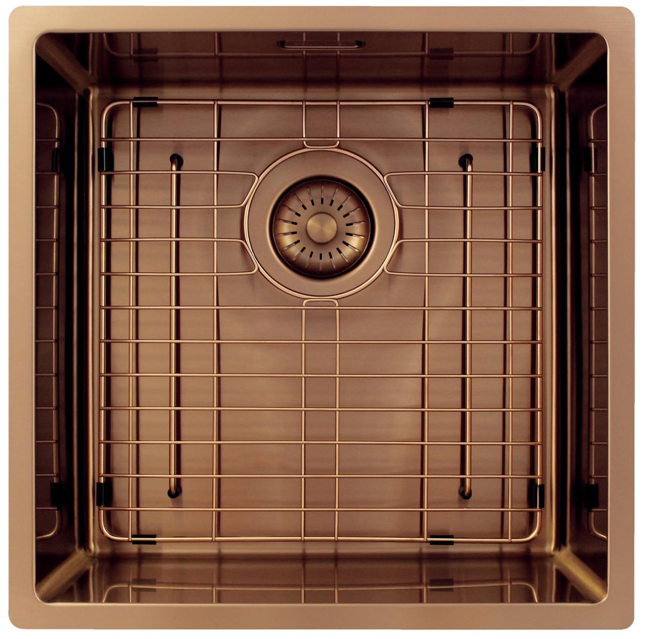 Pure.Sink Exclusivo Lavabo in rame 40x40 cm con raggio di 10mm, da incasso, da installare a filo o sopraelevato PEX4040-62 - Productafbeelding 5