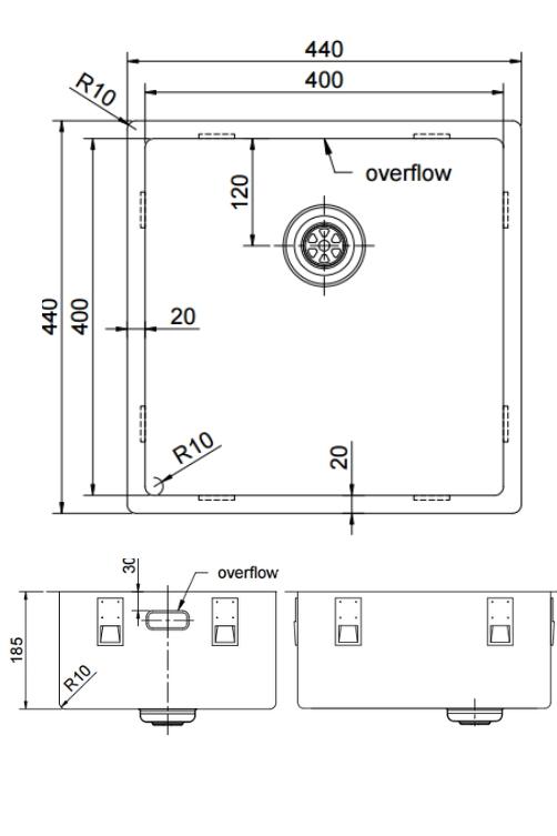 Pure.Sink Exclusivo Lavabo in rame 40x40 cm con raggio di 10mm, da incasso, da installare a filo o sopraelevato PEX4040-62 - Productafbeelding 7